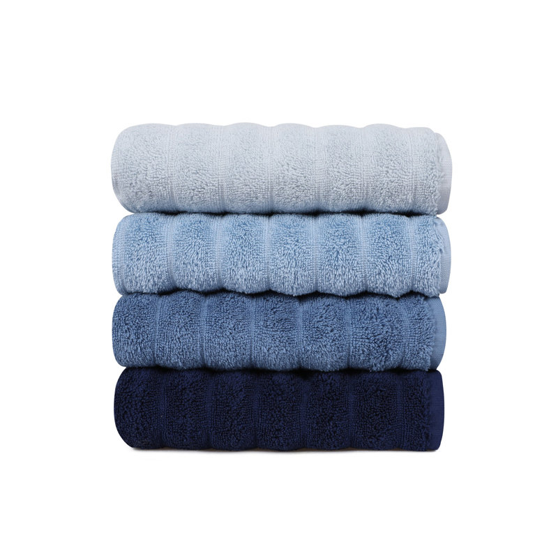 Ensemble de serviettes 4 pièces 100% coton, Bleu