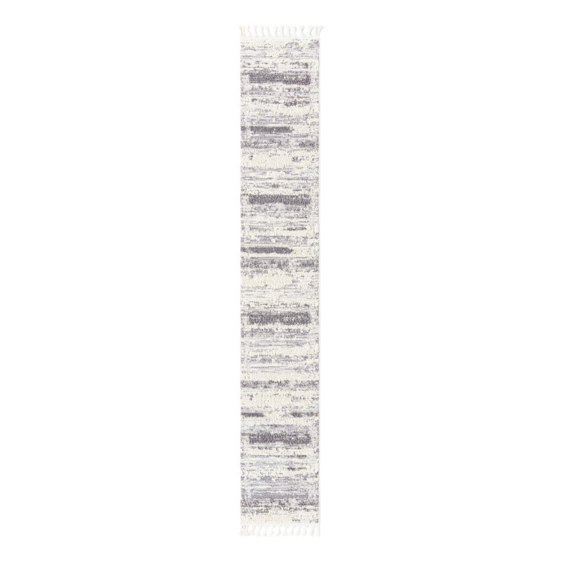 Tapis gris / blanc Algona, Tapis de couloir 2 pi x 12 pi