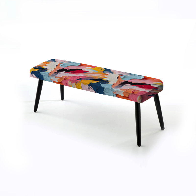«Colorful Paint Swirl Bliss» - Banc rembourré abstrait noir