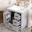 Meuble-lavabo moderne de 61 cm (24 po) avec lavabo en céramique, porte à fermeture amortie, double tablette et 3 tiroirs - Gris-134050418-134050421