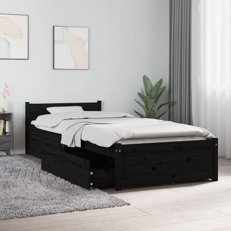 Bed Frame with Drawers, Beige, Small Single (2'6)