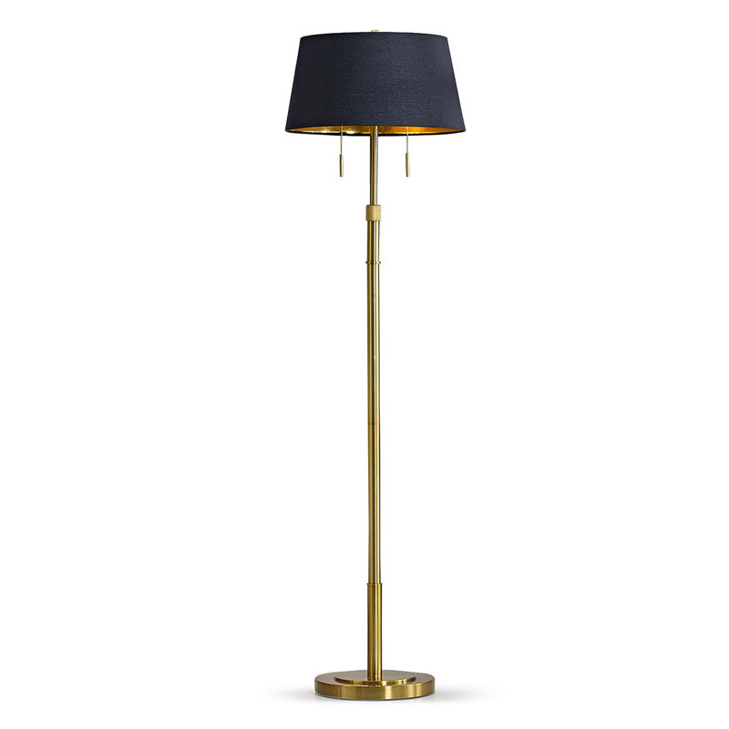 Lampe sur pied 67 po Maraman, Laiton antique, Noir