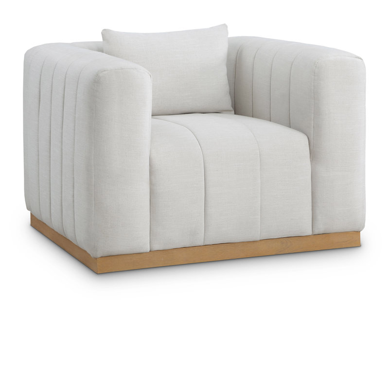 44,5 po de largeur, Tissu crème texturé en lin