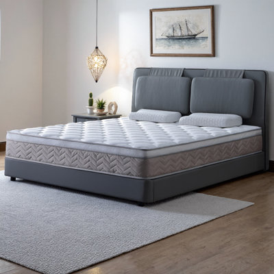 Matelas hybride très grand de 10 pouces dans une boîte LUMERIS - sensation moyenne ferme avec mousse viscoélastique imprégnée de gel et ressorts ensachés pour soulager la pression, isoler les mouvements, certifié CertiPUR-US, sans fibre de verre
