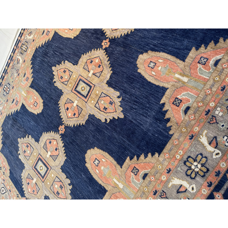Oriental Area Rug in Beige/Ivory/Navy/Orange