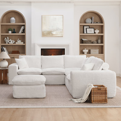 Canapé modulaire moderne 107 po avec revêtement Boucle Wyeth Wyeth