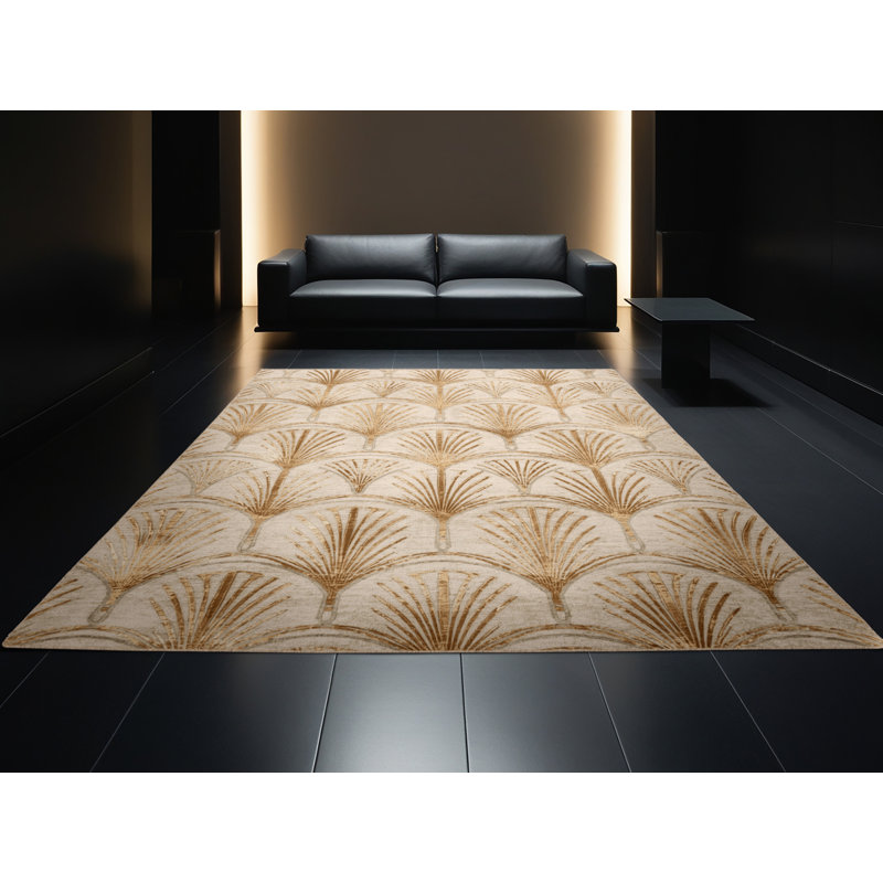 Machine Washable Laverock New Years Modern & Contemporary Abstract Rug in Beige – Beige Binding, 7x9