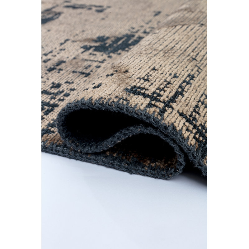 Rapture Tan/Black Abstract Luxury Area Rug, Rectangle 7'10" x 9'10"