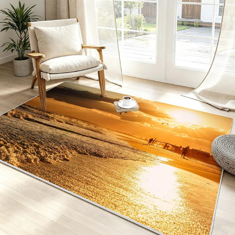 Tapis noir lavable à la machine magnifique, Rectangle 39 po x 63 po