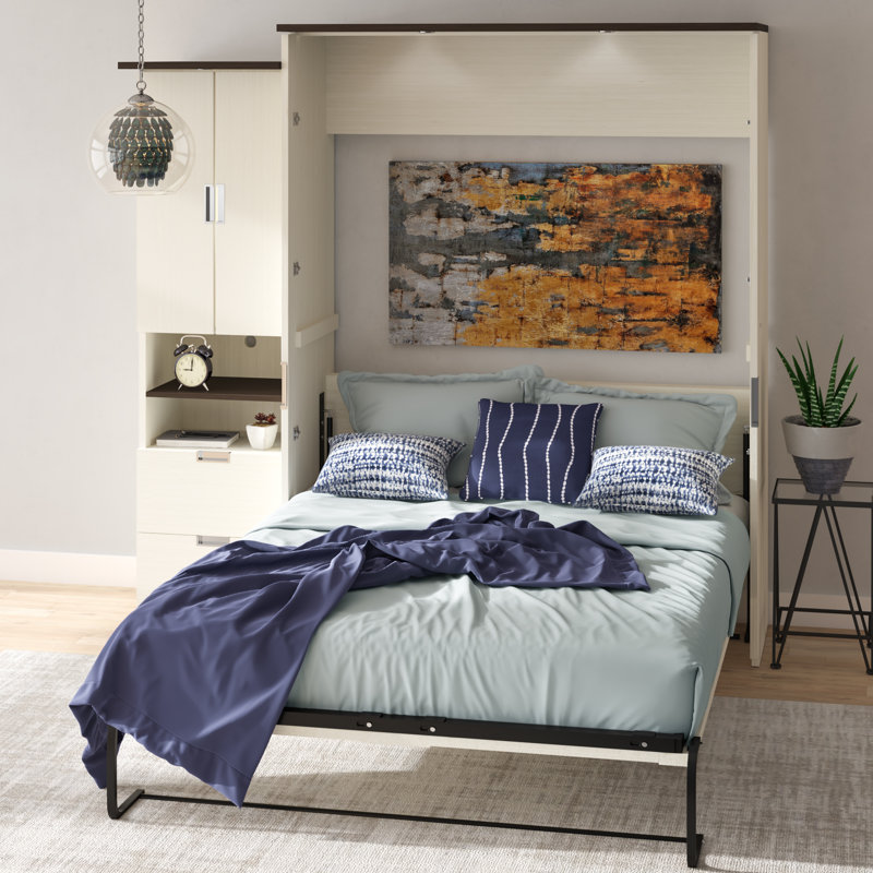 Balleza Murphy Bed with Desk and Storage Cabinet, Queen