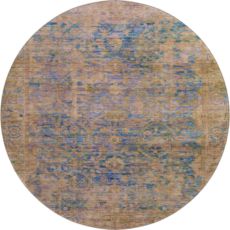 Premium Machine Washable Otte AMF1773 Border Rug, Round 8'