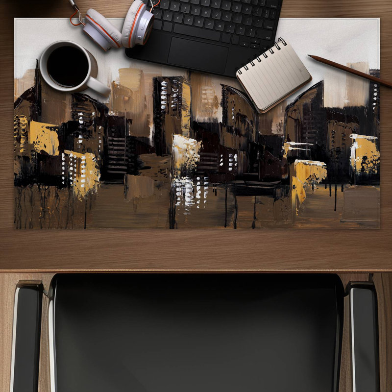 Brown abstract cityscape - 14.00"x24.25" Desk mat