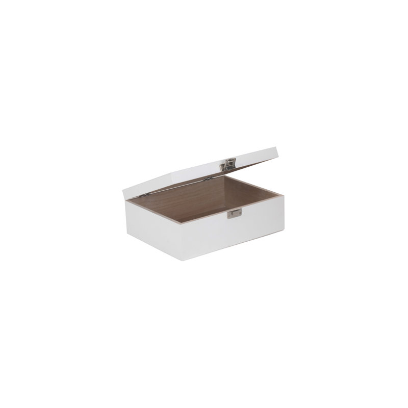 Wooden Storage Box with Lid, 23cm W x 30cm D, White Wash