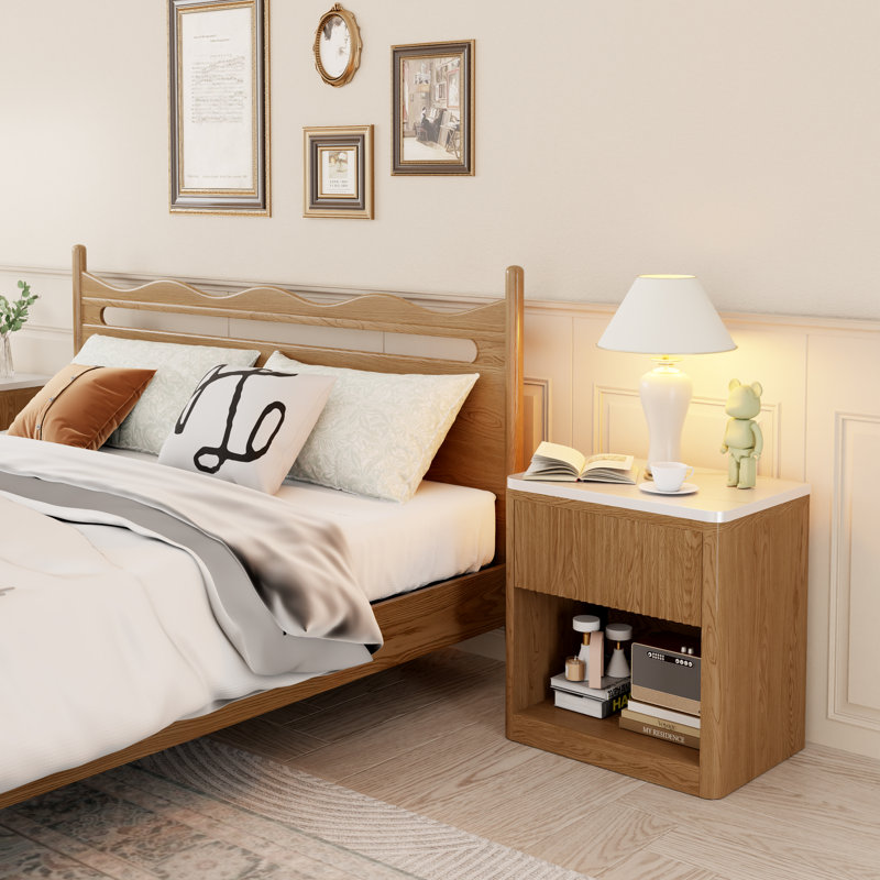 22.44'' Fluted Nightstand with 1-Drawer and Open Cubby (Set of 2)