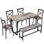 Gris 6 couverts pour les repas de famille et les événements, table de cuisine compacte et efficace en gris, simple à assembler, chaises avec sièges larges