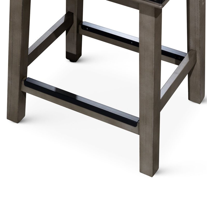 Tabouret de comptoir de 24 po gris vieilli avec siège en cuir français - offre une base de cadre de solution élégante pour une utilisation durable