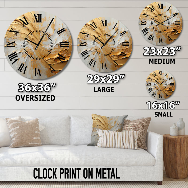 Horloge murale or et beige, Médium