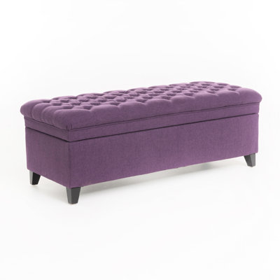 50D X 20.5W 18.3H Purple Storage - Fabric Upholstery, Birch Legs Ideal For Living Room Organization Elegant Seat Fabric, Classy Touch