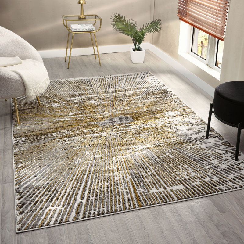 Tapis contemporain gris à motif géométrique MDA Rugs Kent Collection, Rectangle 5 pi x 7 pi