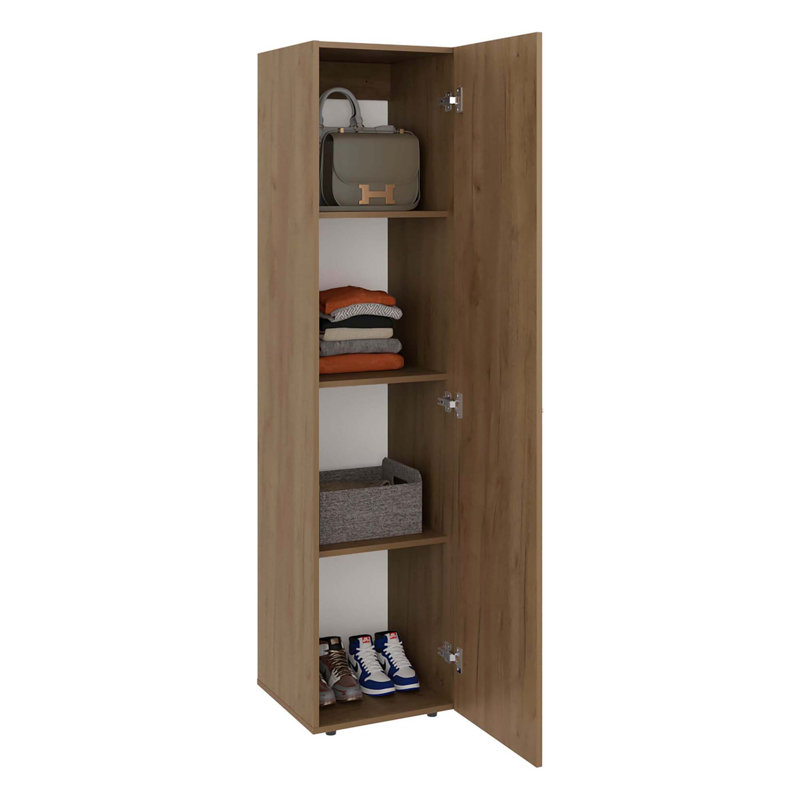 Armoire de rangement compacte à 4 niveaux pour un espace de vie organisé, Chêne
