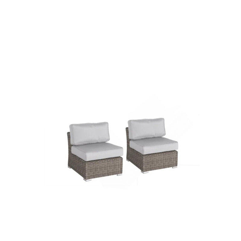 Minnesota Wicker Sectional Armless Seats - Grey  PK2, Cream