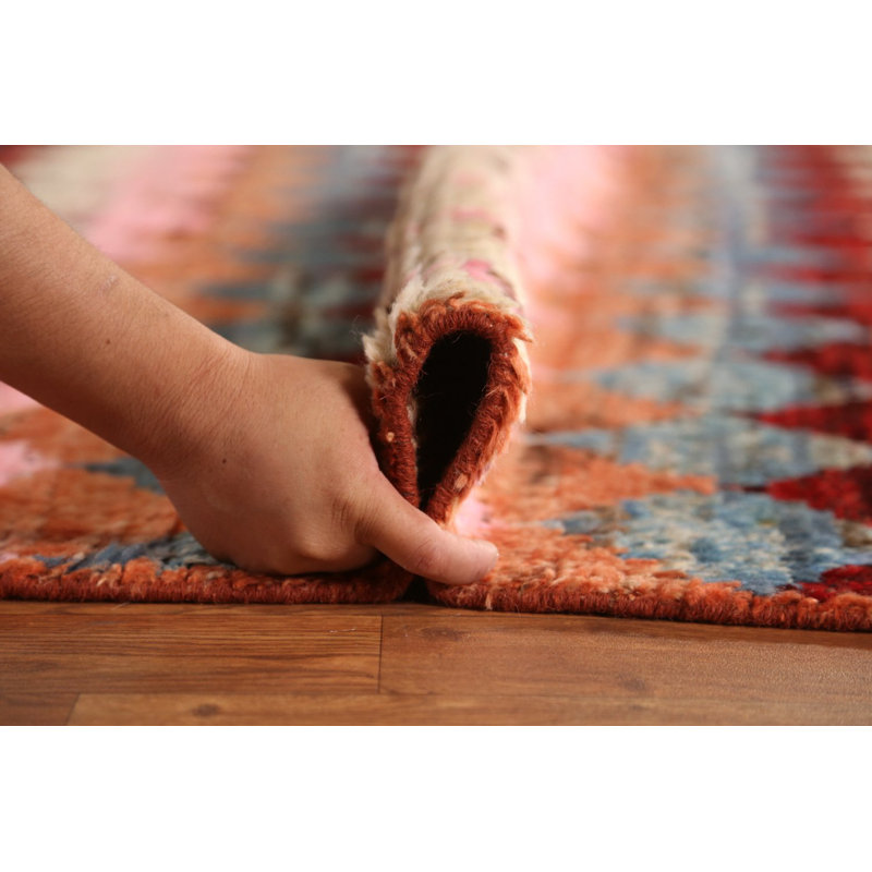 Tapis oriental marocain en laine à motif treillis 7 x 10