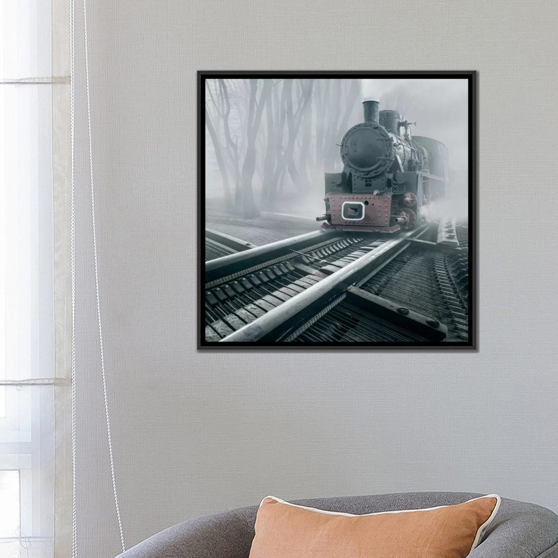 « romantique tracks », impression sur toile, H 18 po x l 18 po x P 1,5 po, Toile avec cadre noir