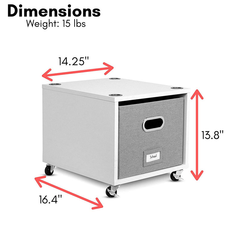 14.25'' Wide Mobile File Cabinet, Gray