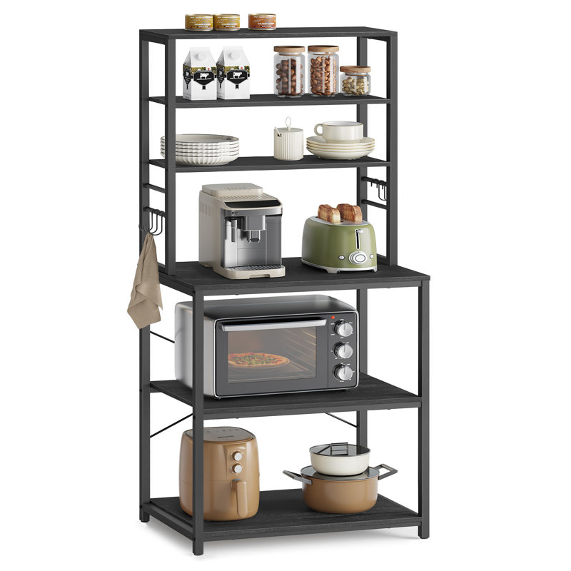 Steel Standard Baker's Rack with Microwave Compatibility, Charcoal Gray and Black, 65.7" H x 23.6" W x 15.7" D