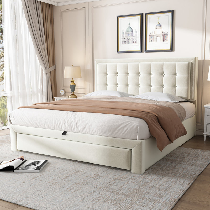 Bed, Beige, Double (4'6)