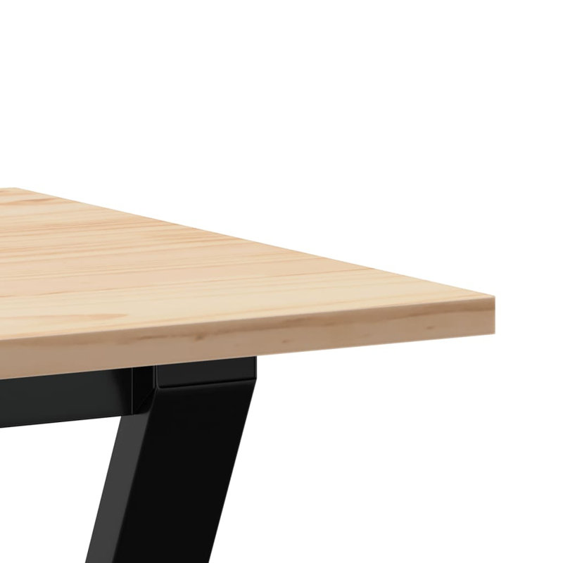 vidaXL Dining Table Y-Frame Solid Wood Pine and Steel, 75cm H x 100cm L x 50cm W