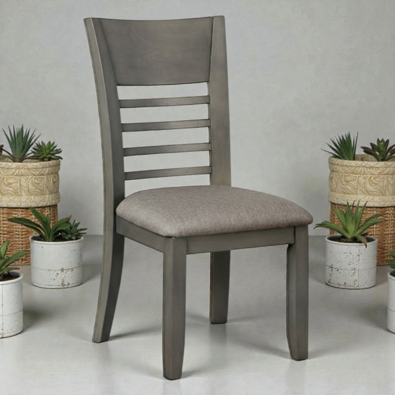 Ensemble de 2 chaises d'appoint en tissu gris avec dossier à lattes Elysia