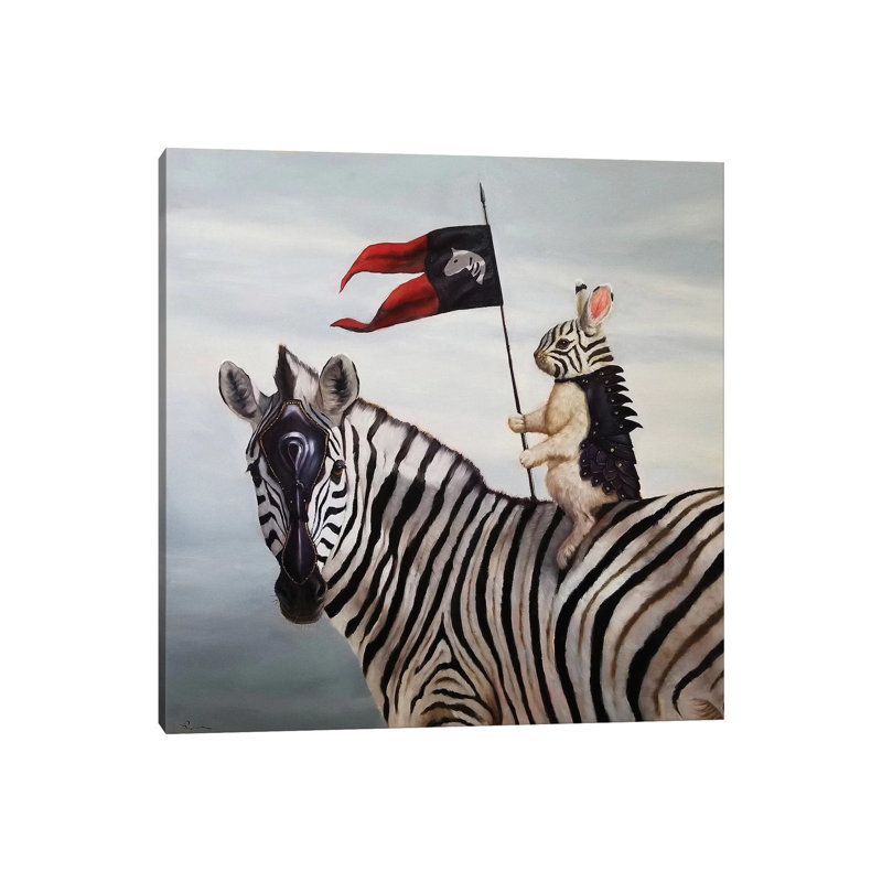 «Striped Warrior» par Lucia Heffernan - peinture sur toile tendue, H 12 po x l 12 po x P 0,75 po
