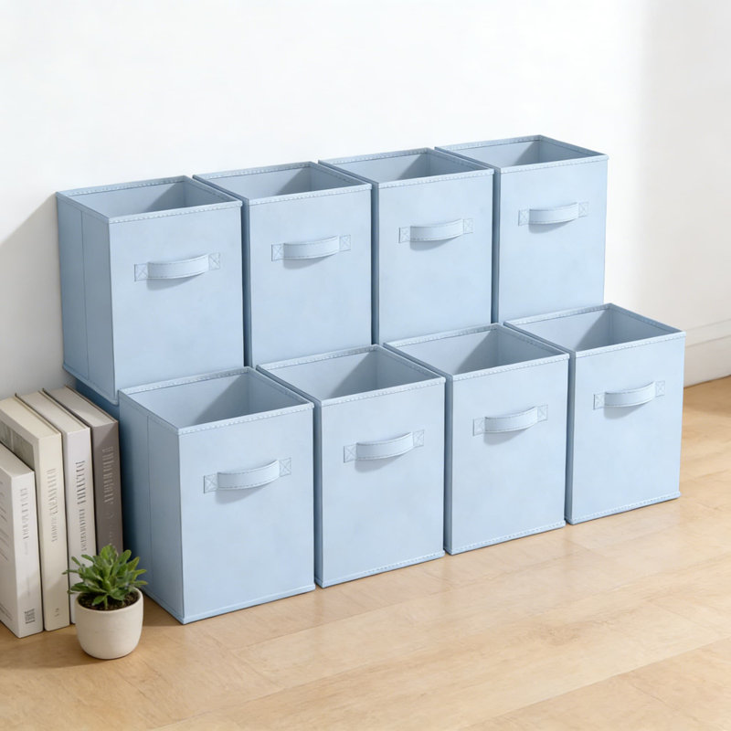 Foldable Fabric Storage Cubes - 8 Pack Collapsible Storage Bins With Handles For Home Organization, Shelves, Closet, Pantry, And Toy Storage