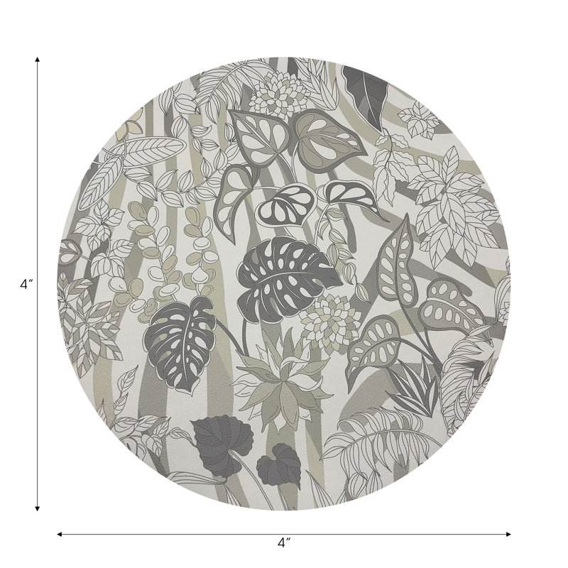 Sous-verres ronds en cuir Sabi Jungle, Neutre