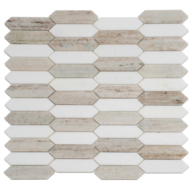 Carrelage mosaïque en marbre blanc chaud 12 x 12 Mirage (5,3 pieds carrés / caisse) - paquet de 5