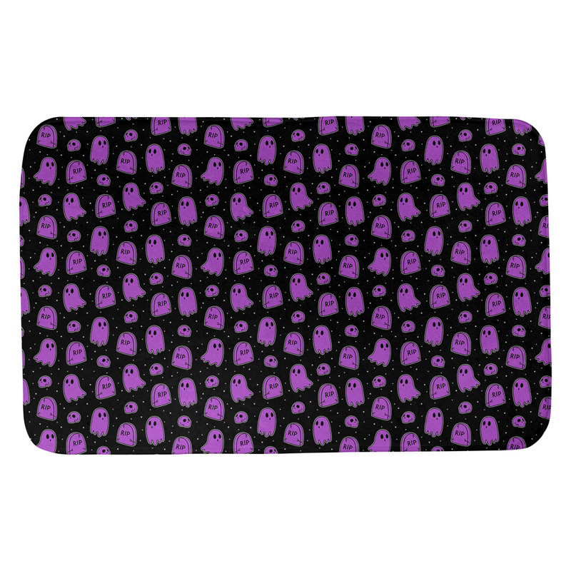 Tapis pour salle de bain ghost Avicia, l 17 po x L 24 po, Noir / Mauve