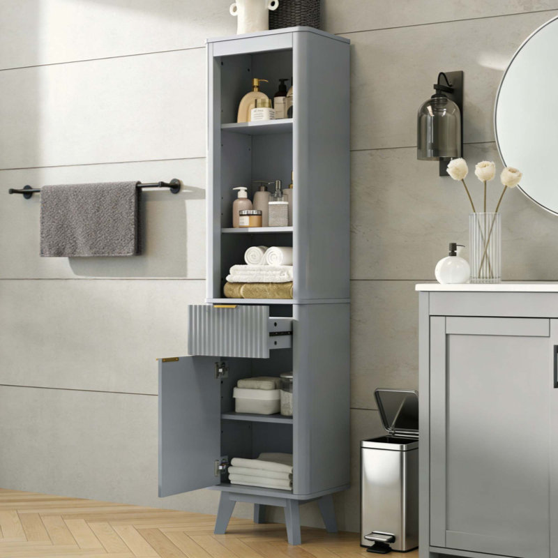Tall Bathroom Storage Cabinet,for Bathroom,Living Room,Entryway and Kitchen, Gray