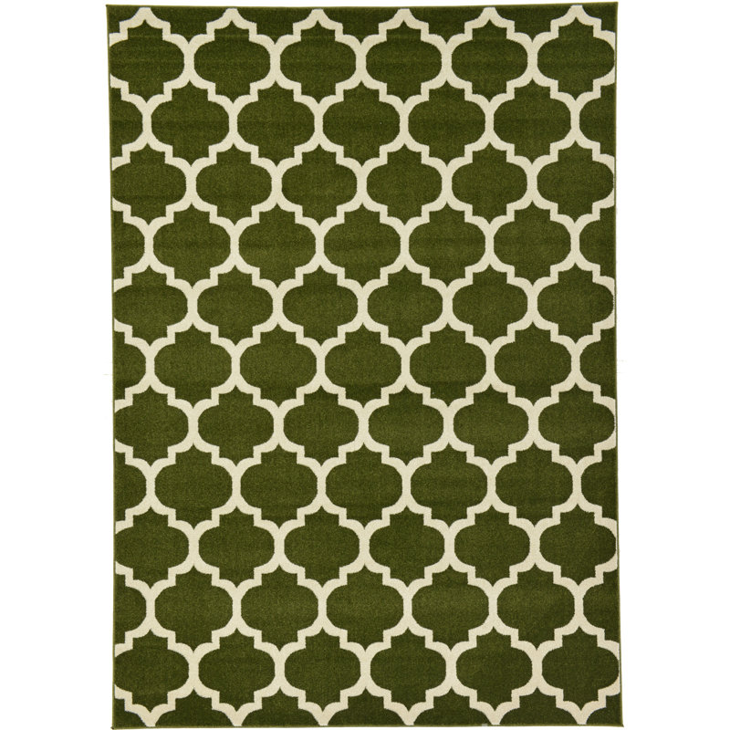 Tapis géométrique vert foncé Molly, Rectangle 7 pi 1 po x 10 pi