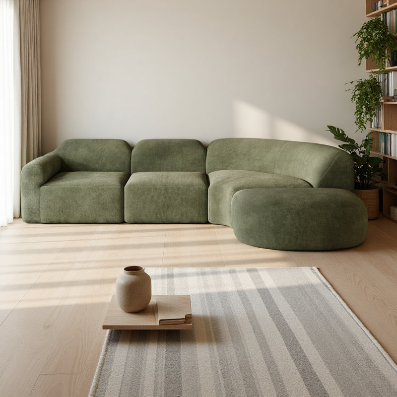 Canapé modulaire incurvé moderne de 111 po avec siège rembourré en éponge entièrement comprimé haute densité et siège rembourré