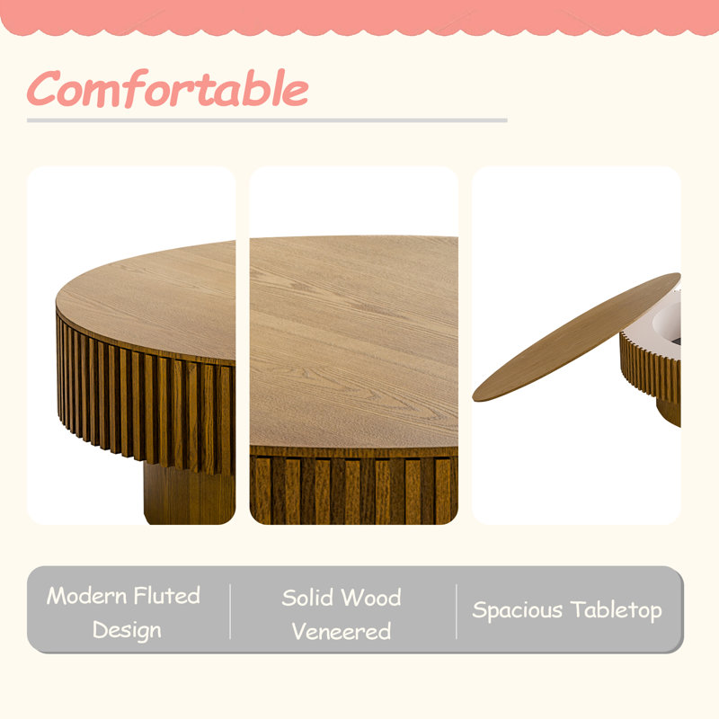39.37'' Round Coffee Table With Storage