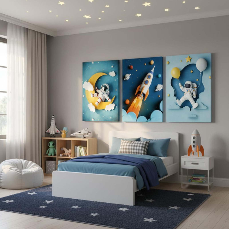 3 Piece Wrapped Canvas Print, 40cm H x 90cm W