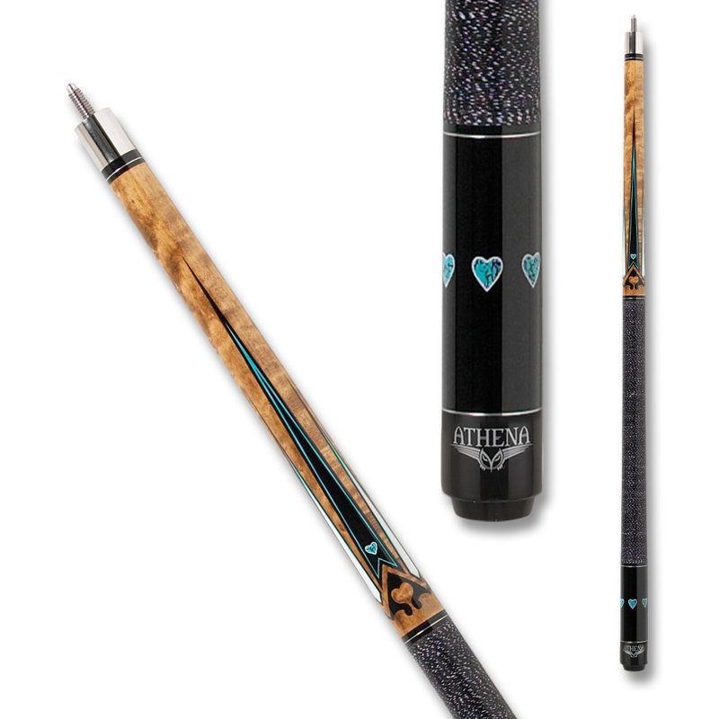 Athena ATH04 Blue Heart Pool Cue w/ Extension - 17oz, 17 oz.