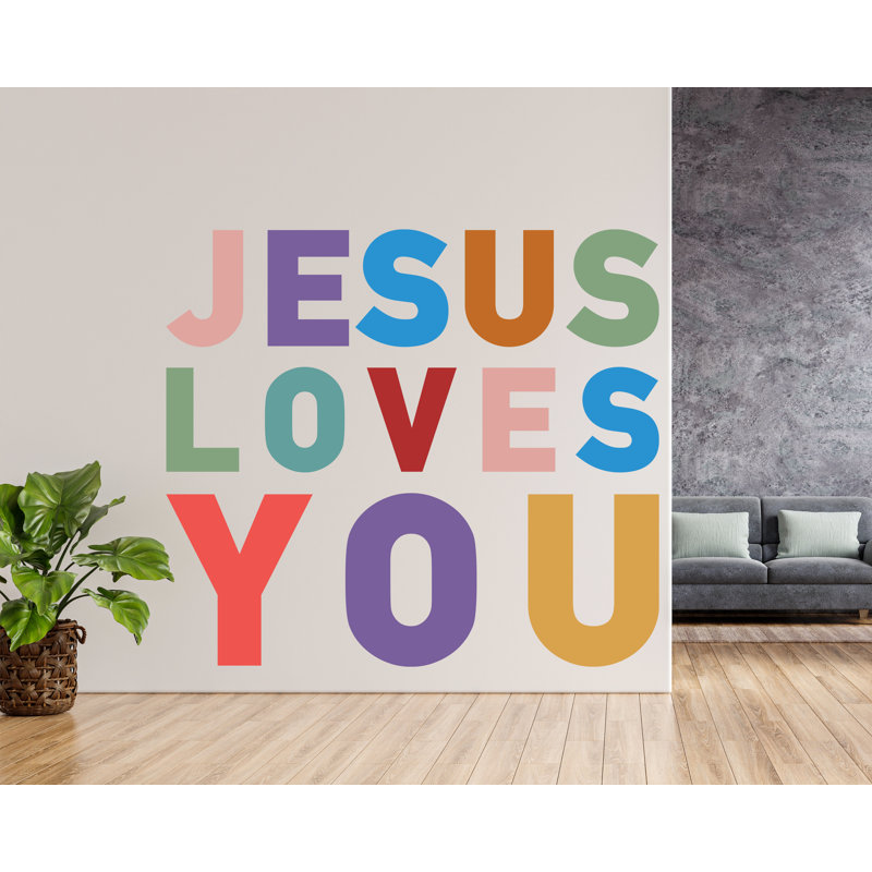 Jésus vous aime, signe mural, mots muraux, art mural Sanctuaire, décoration murale, 1024DRS, 30 x 34 pouces