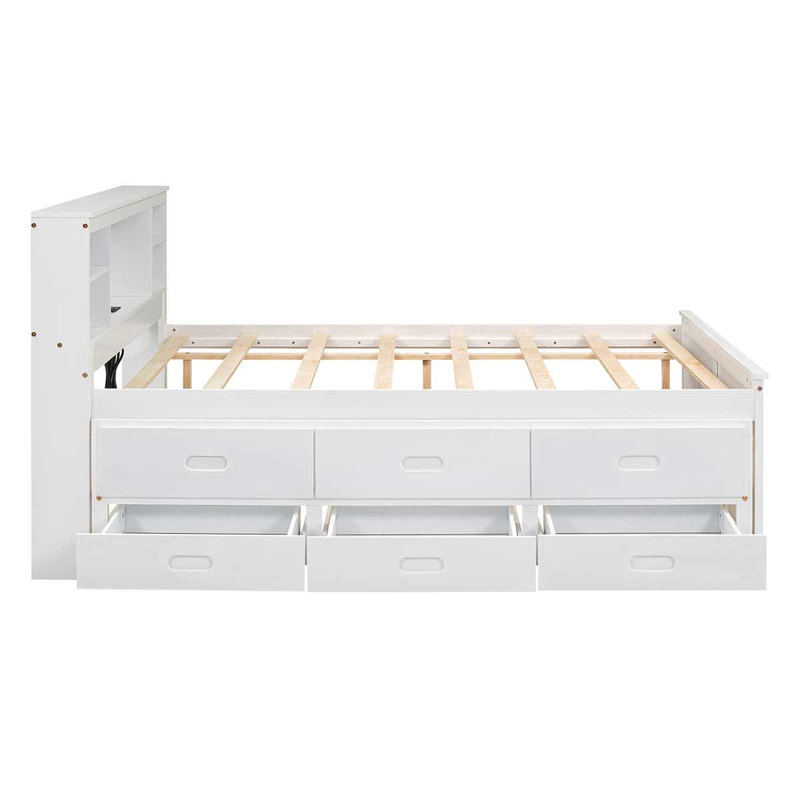 Lit plateforme Zalma, Double, Blanc