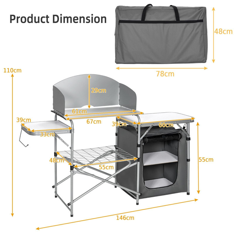 Opeyemi Rectangular Outdoor Camping Table - 146 cm W 48 cm D