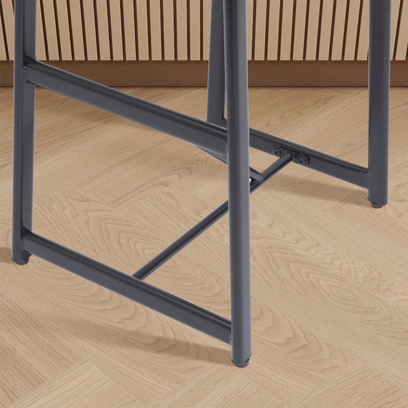 Height Counter & Bar Stools With Metal Frame(Set Of 3), Walnut