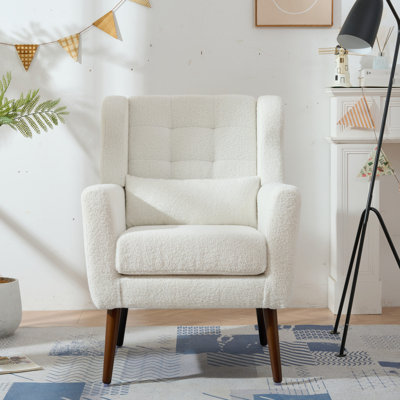 Chaise d'appoint pour salon Mid-Century de Janna - rembourrée de mousse et élégante dans une chambre à coucher blanche moderne, confortable et confortable avec couleur de rembourrage