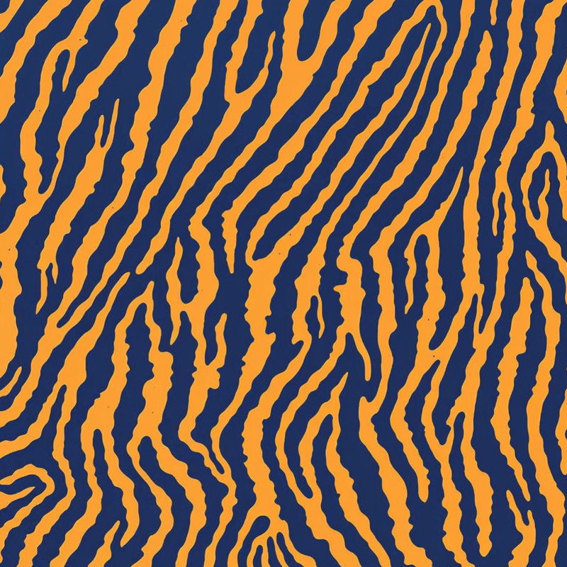 Tapis de bain Tiger, L 34 po x L 21 po, Bleu foncé / orange moyen