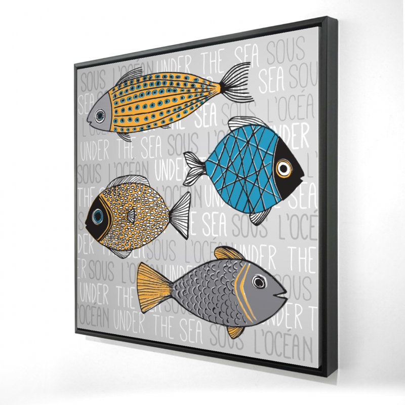 Illustration encadrée de poissons | Décoration de chambre aquatique